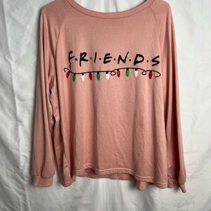 Friends T.V. Series Christmas Lights Long Sleeve Sleepwear Top women’s Size XL